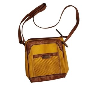 Boc Born Concept Crossbody Bag Purse Ylw Gld Faux Leather EUC